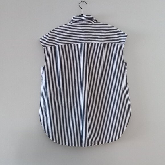 BANANA REPUBLIC vertical striped cotton sleeveless button down shirt - Picture 7 of 8
